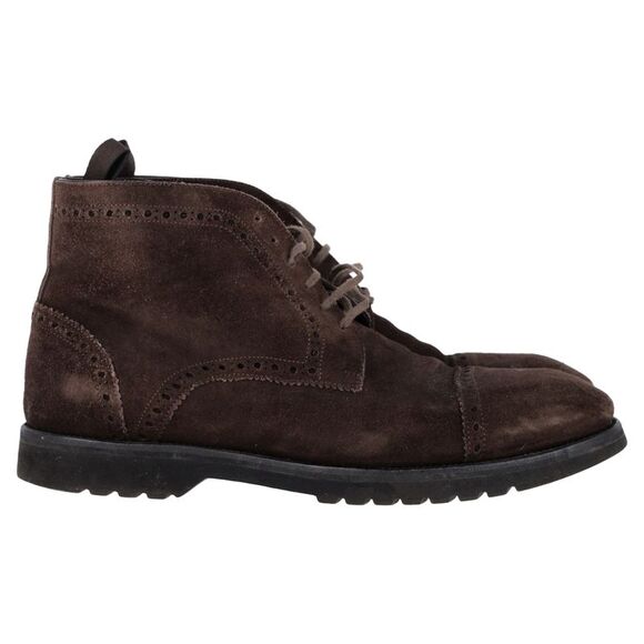 Tom Ford Laser Cut Lacer-Up Chukka Boots in Brown Suede